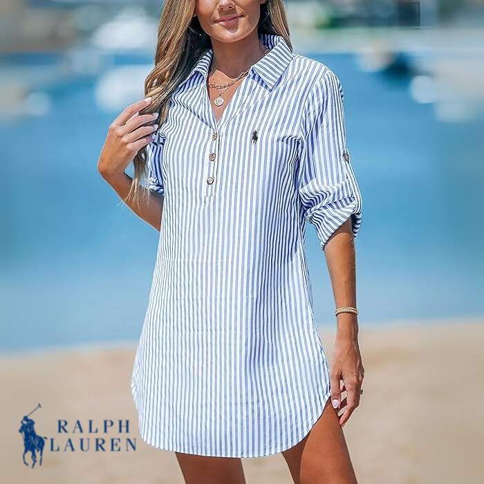 R. Ꮮаᴜгеn Classic Striped Shirt Dress